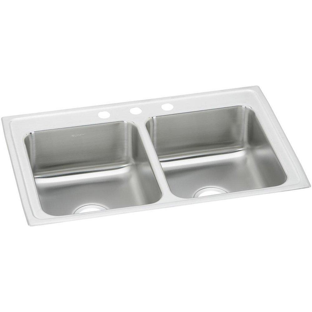 Elkay Brushed Satin 33 x 22 in. Stainless Steel Double Bowl Drop-in Kitchen Sink in Brushed Satin 