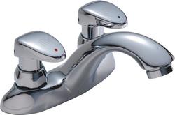 Two Handle Metering Bathroom Sink Faucet in Chrome