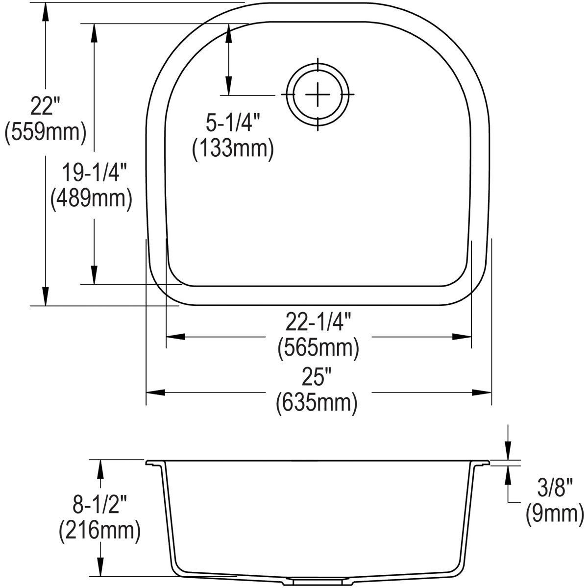 Elkay Lustrous Satin 15 x 15 in. 1 Hole Drop-in Stainless Steel Bar Sink 