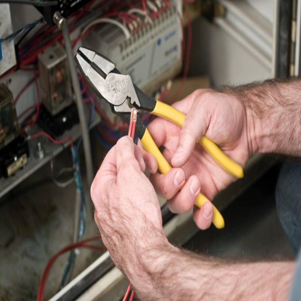 Klein Tools Yellow Sided Cutting Plier with Crimp Die 