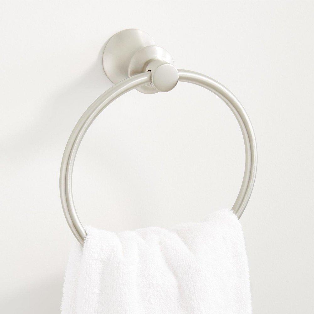Signature Hardware Brushed Nickel Round Open Towel Ring 