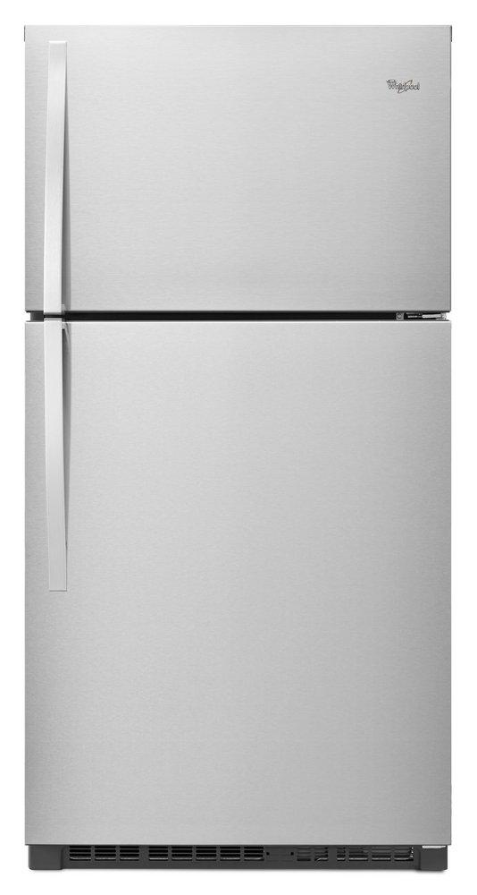Whirlpool Monochromatic Stainless Steel 32-3/4 in. 21 cu. ft. Top Mount Freezer Refrigerator 