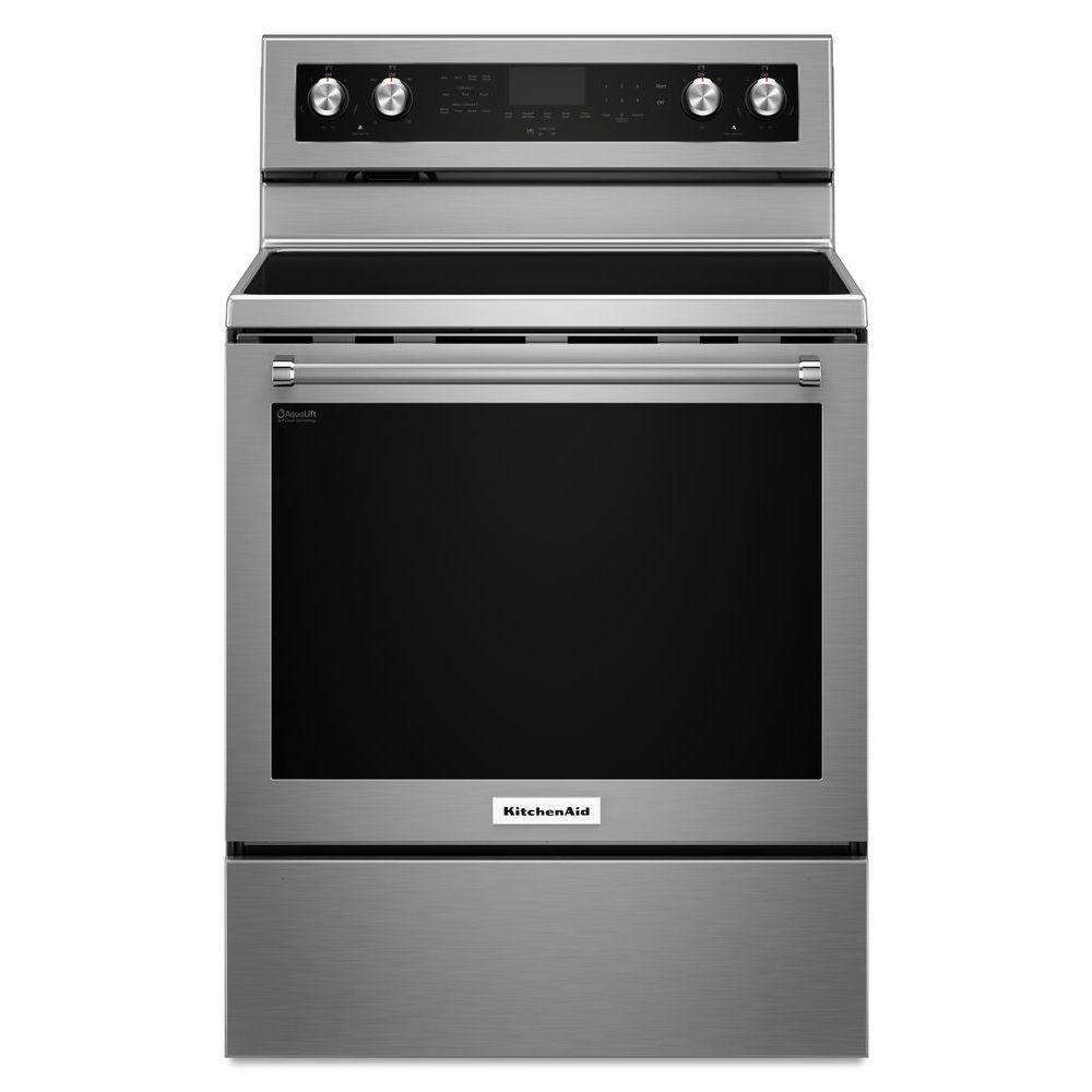 KitchenAid Stainless Steel 29-7/8 in. Electric 5-Burner Radiant Freestanding Range 
