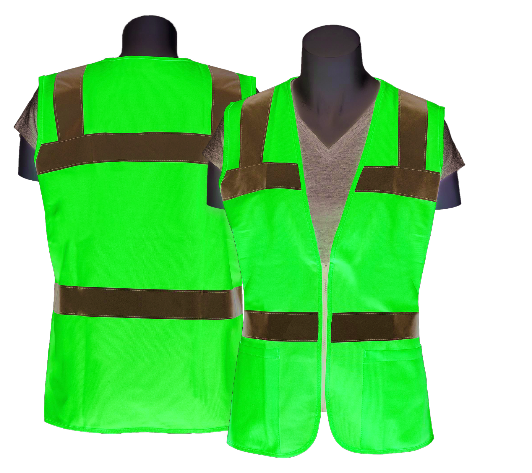 DeltaPlus Hi-Viz Pink Non-ANSI Womens Fitted  Safety Vest with Zipper Closure in Hi-Viz Pink 