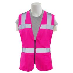Non-ANSI Womens Fitted  Safety Vest with Zipper Closure in Hi-Viz Pink, Size Medium