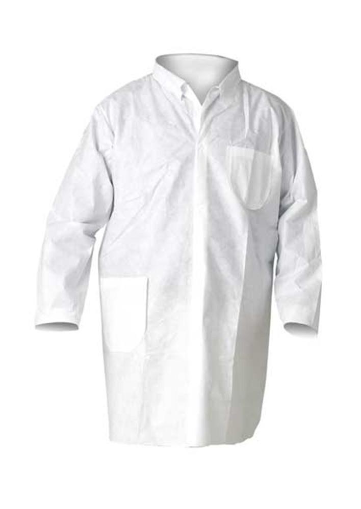 Microflex&reg; White Disposable Lab Coat with Knit Collar and Cuff (Case of 25) 