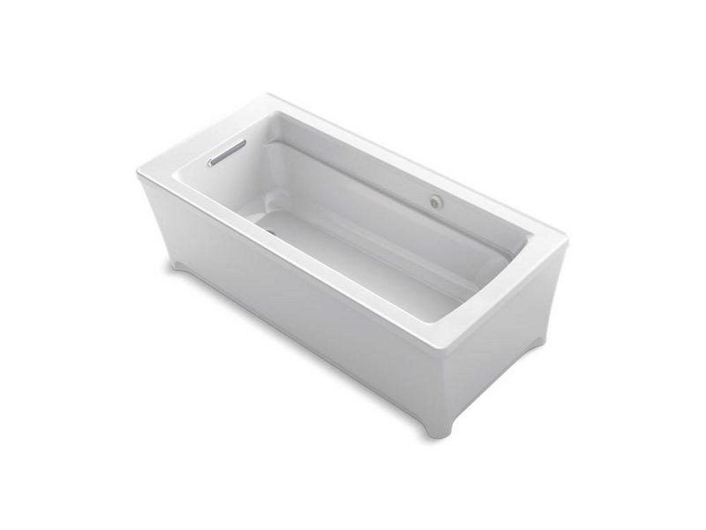 KOHLER White 68 x 32 in. Acrylic Free Standing Bath Tub with Heated Surface 