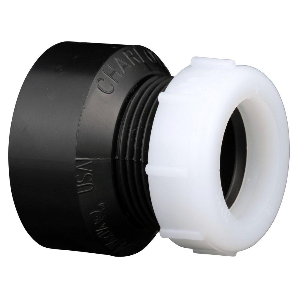 Black ABS DWV Slip Joint Female Trap Adapter with Washer & Polyethylene Nut 