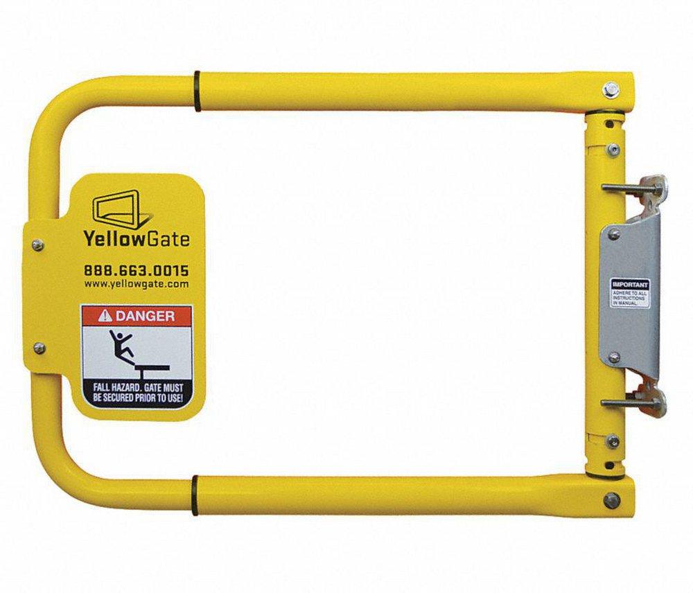 ErectaStep® Yellow Yellow Gate - Universal Safety Swing Gate, Powder-coated Aluminum, 16 in. to 36 in. Adjustable Width, Height 22 in., OSHA Compliant 