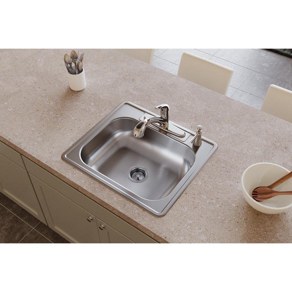 Kingsford Polished Satin 25 x 22 in. Stainless Steel Single Bowl Drop-in Kitchen Sink in Satin 