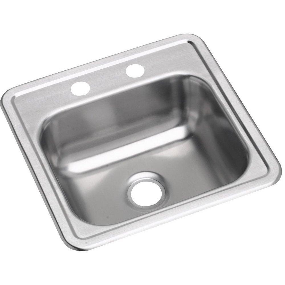 Dayton Satin 15 x 15 in. 2 Hole Drop-in Stainless Steel Bar Sink 