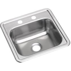 15 x 15 in. 2 Hole Stainless Steel Drop- Bar Sink in Satin Stainless Steel
