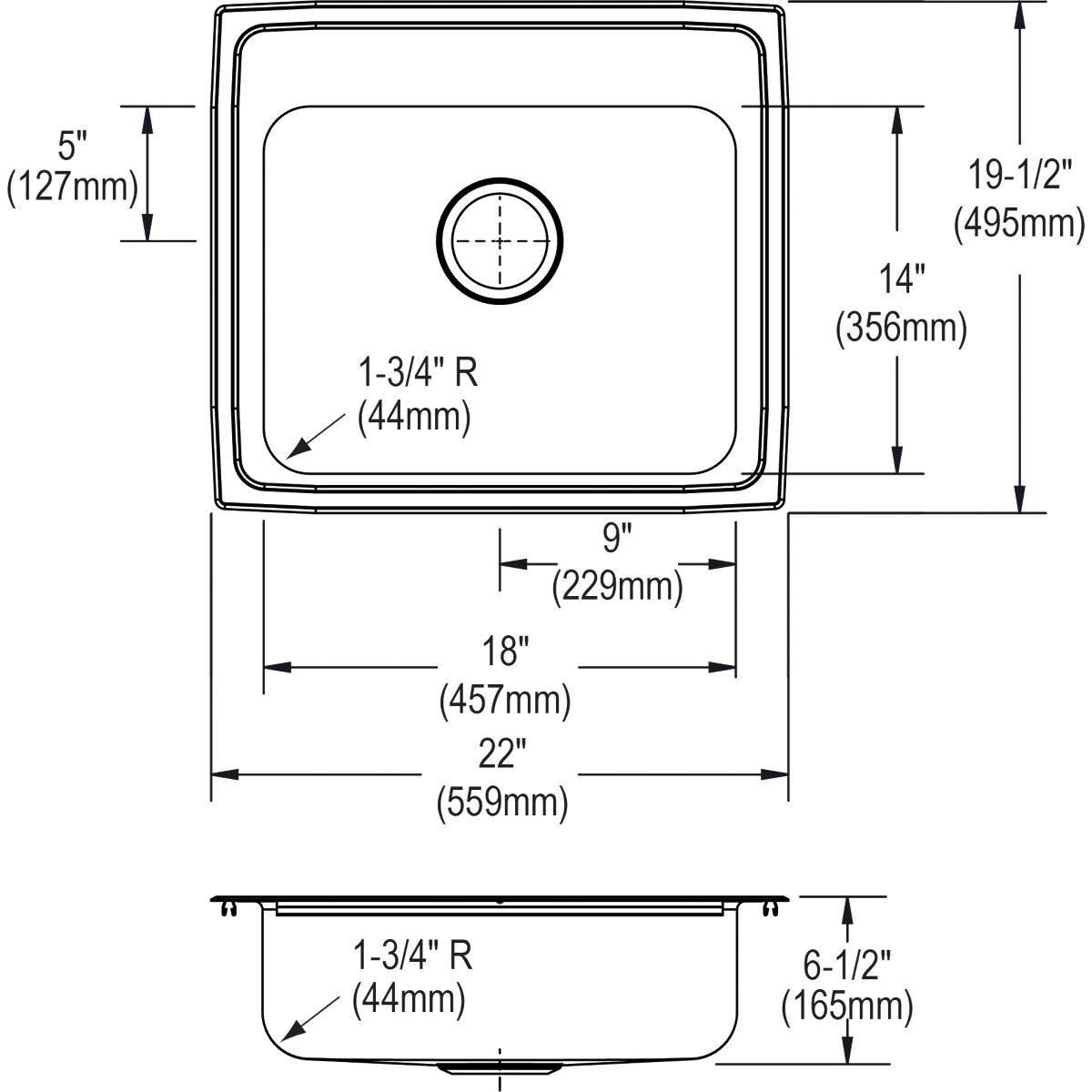 Dayton Satin 15 x 15 in. 2 Hole Drop-in Stainless Steel Bar Sink 