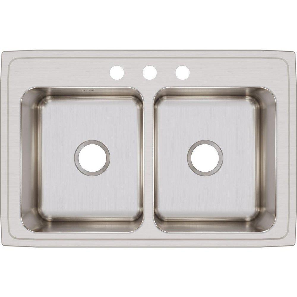 Elkay Lustrous Satin 33 x 22 in. Stainless Steel Double Bowl Drop-in Kitchen Sink in Lustrous Satin 