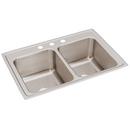 33 in. Drop-in Stainless Steel Double Bowl Kitchen Sink in Lustrous Satin