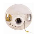 Porcelain Pull Chain Receptacle with Outlet in White