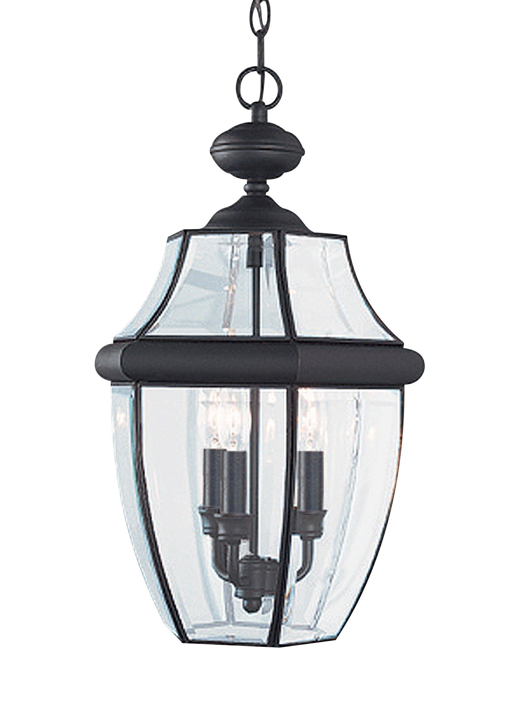 Visual Comfort & Co. Generation Lighting Black 20-3/4 in. 40 W 3-Light Candelabra Pendant 