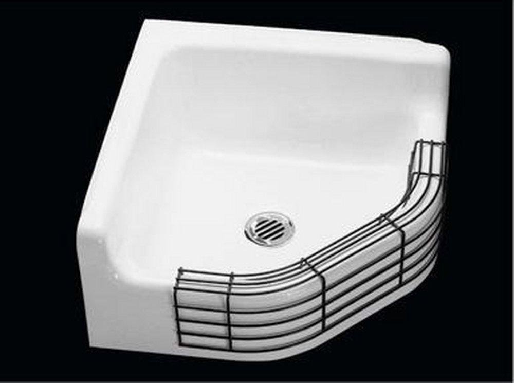 Commercial Enameling White 28 x 28 in. Corner Service Sink 