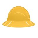 ERB Safety Yellow Size 6.5-8 Plastic Full Brim Vented Ratchet Hard Hat 