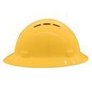 ERB Safety Yellow Size 6.5-8 Plastic Full Brim Vented Ratchet Hard Hat 