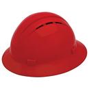 Vent Full Brim Safety Helmet with Mega Ratchet in Red