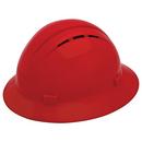 ERB Safety Red Size 6.5-8 Plastic Full Brim Vented Ratchet Hard Hat 