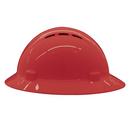 ERB Safety Red Size 6.5-8 Plastic Full Brim Vented Ratchet Hard Hat 