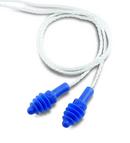 27 dB Corded Plastic Reusable Ear Plugs (Box of 100) in Blue with White