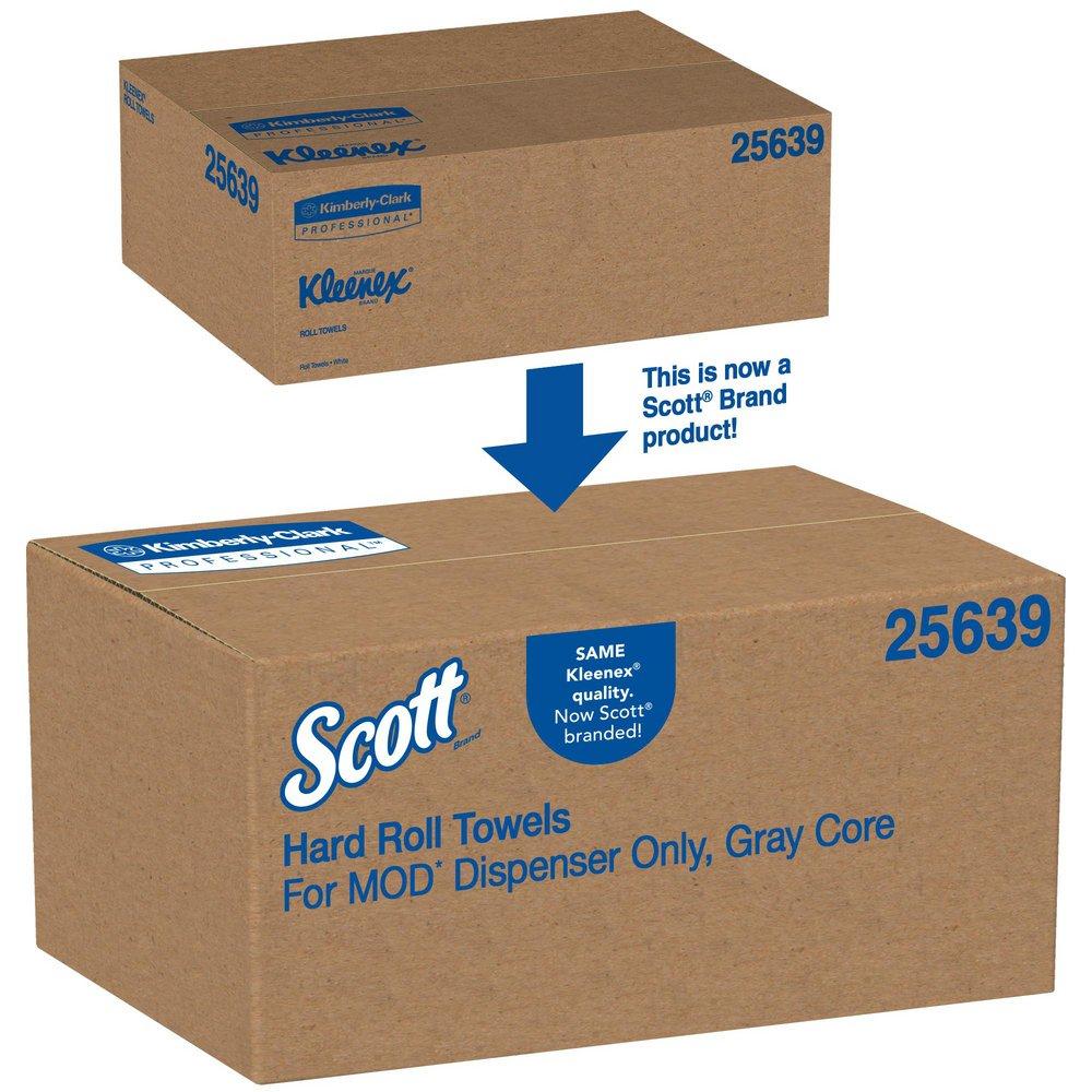 Scott&reg; White Hard Roll Towel in Grey and White (Case of 6) 