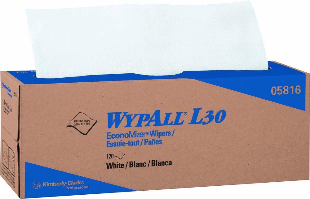 WypAll&reg; White 9-4/5 x 16-2/5 in. Wipes in White 