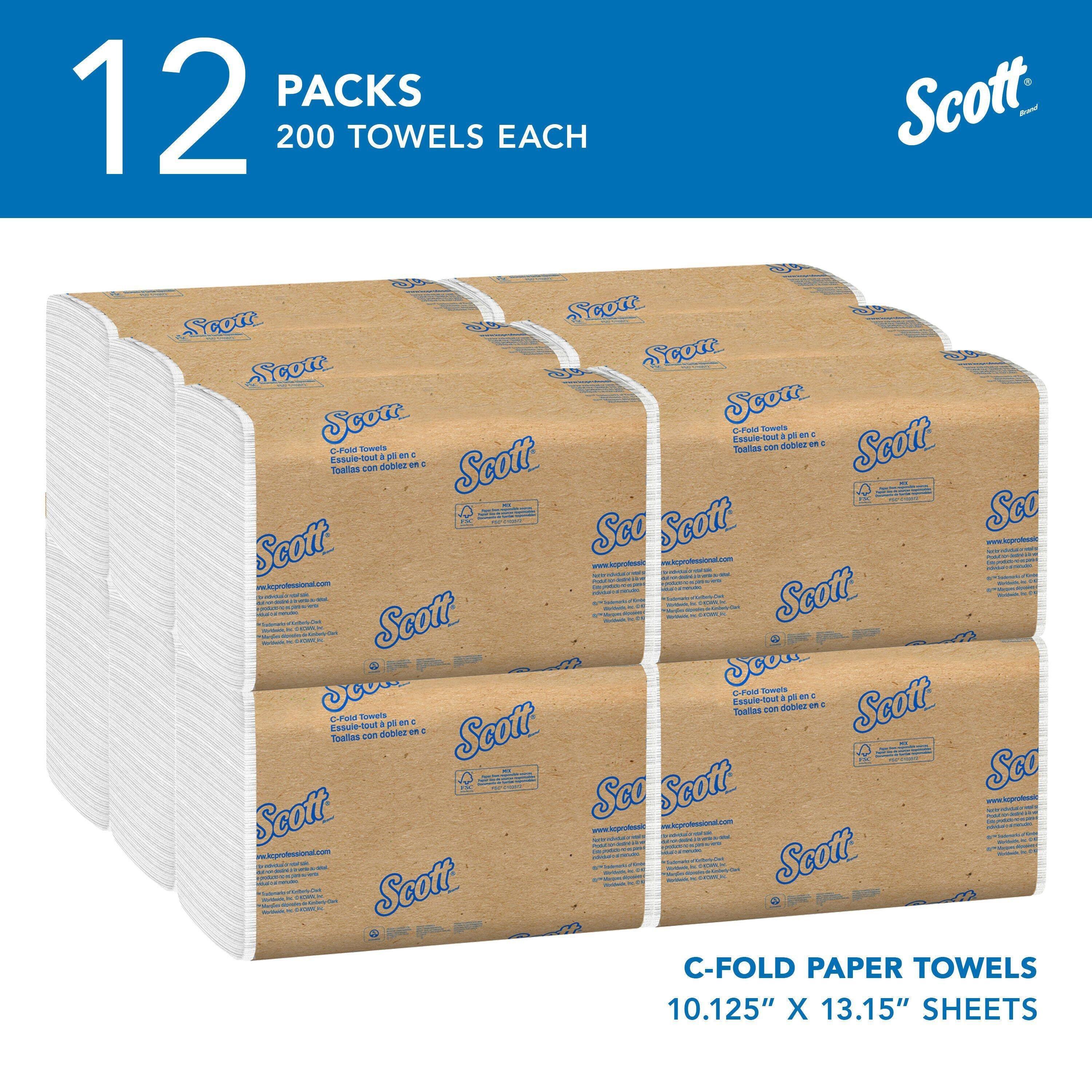 Scott&reg; White 200-Count 13-3/20 in. C-Fold Paper Towel (Case of 12) 