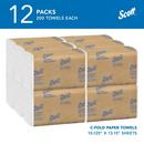 Scott&reg; White 200-Count 13-3/20 in. C-Fold Paper Towel (Case of 12) 
