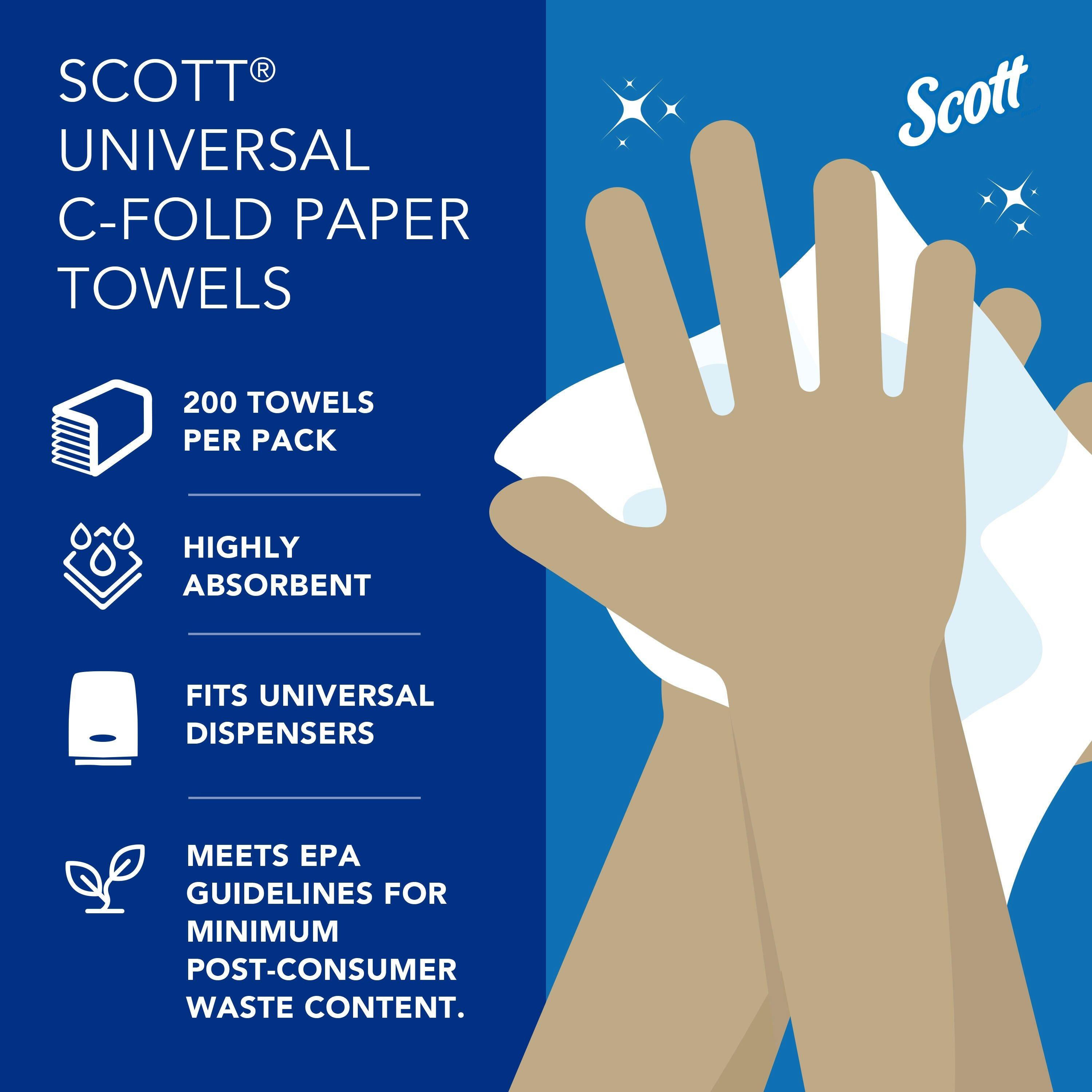 Scott&reg; White 200-Count 13-3/20 in. C-Fold Paper Towel (Case of 12) 