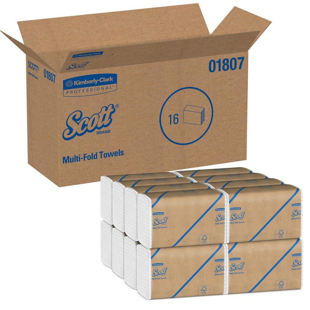 Scott&reg; White 250-Count 9-2/5 in. Recycled Fiber Multifold Towel (Case of 16) 