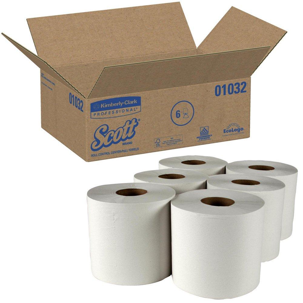 Scott&reg; White Roll Control Center-Pull Towel in White (Case of 6) 