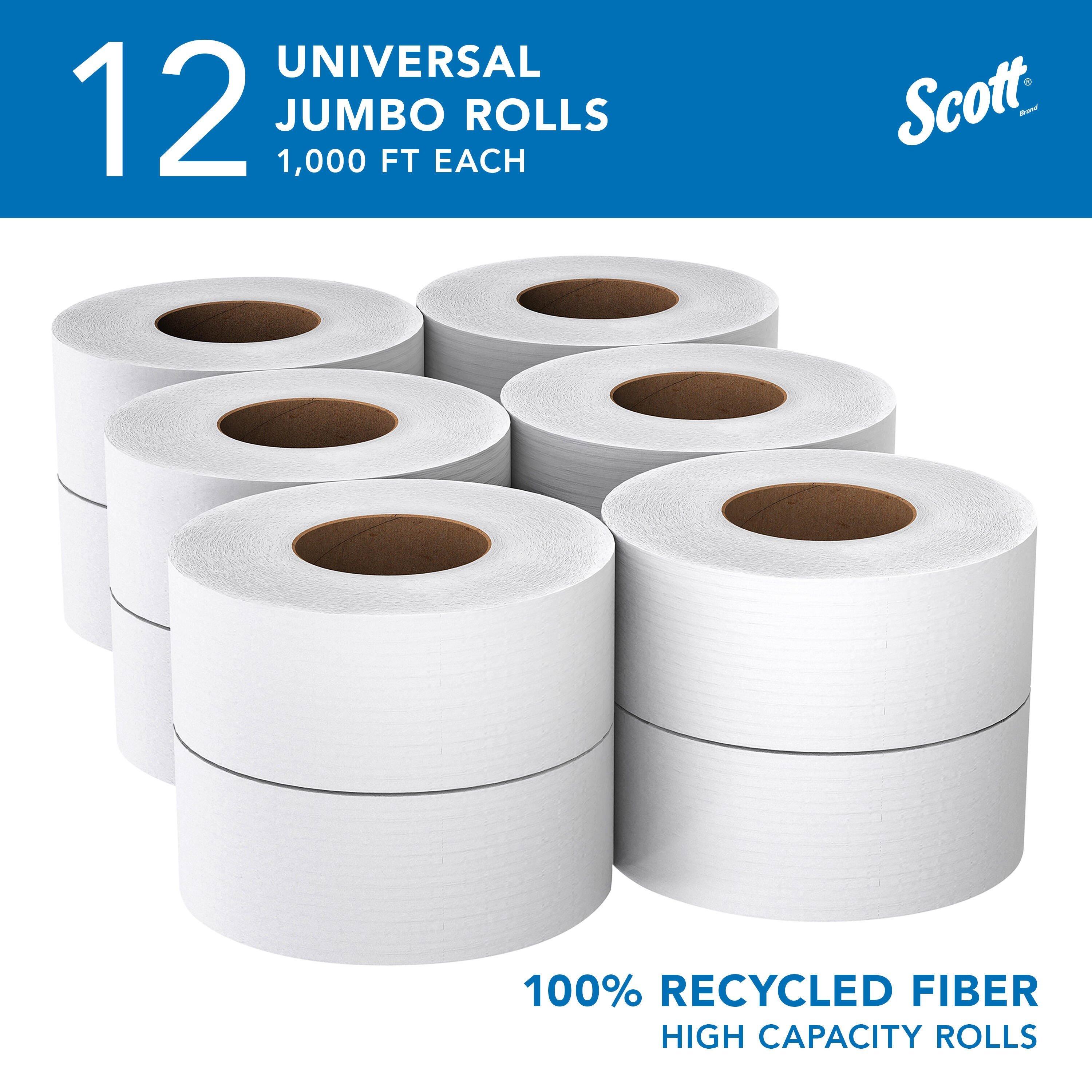 Kimberly-Clark Professional&trade; White 3-27/100 in. Recycled Fiber 2-Ply Essential Jumbo Roll Toilet Tissue in White (Case of 12) 