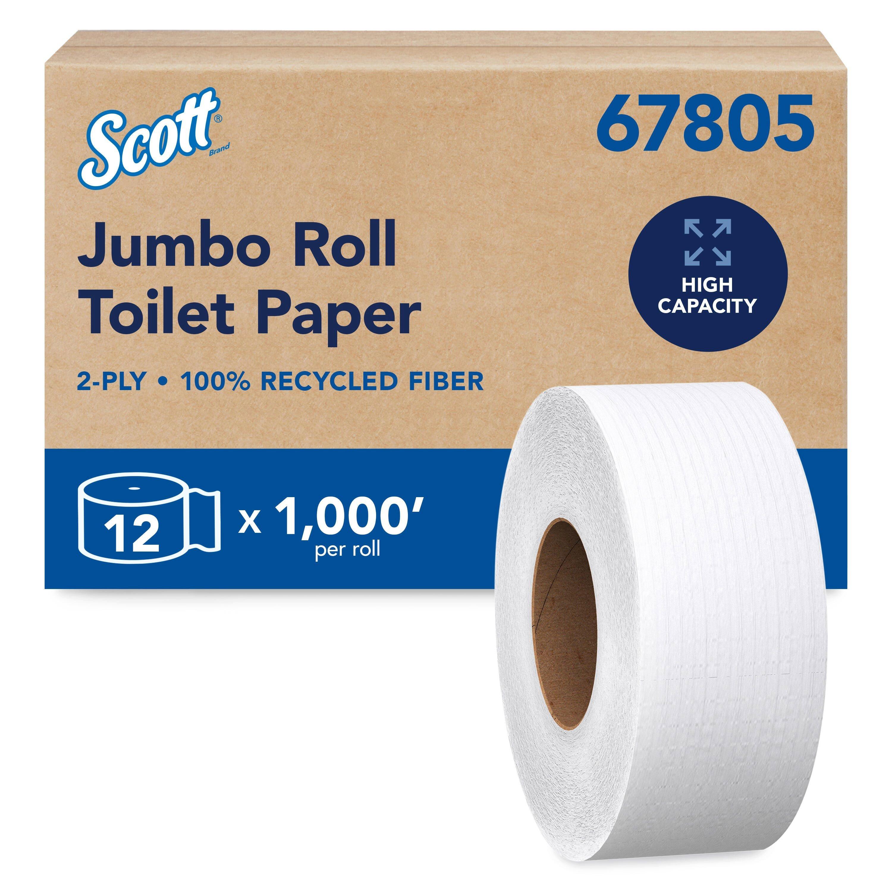 Kimberly-Clark Professional&trade; White 3-27/100 in. Recycled Fiber 2-Ply Essential Jumbo Roll Toilet Tissue in White (Case of 12) 