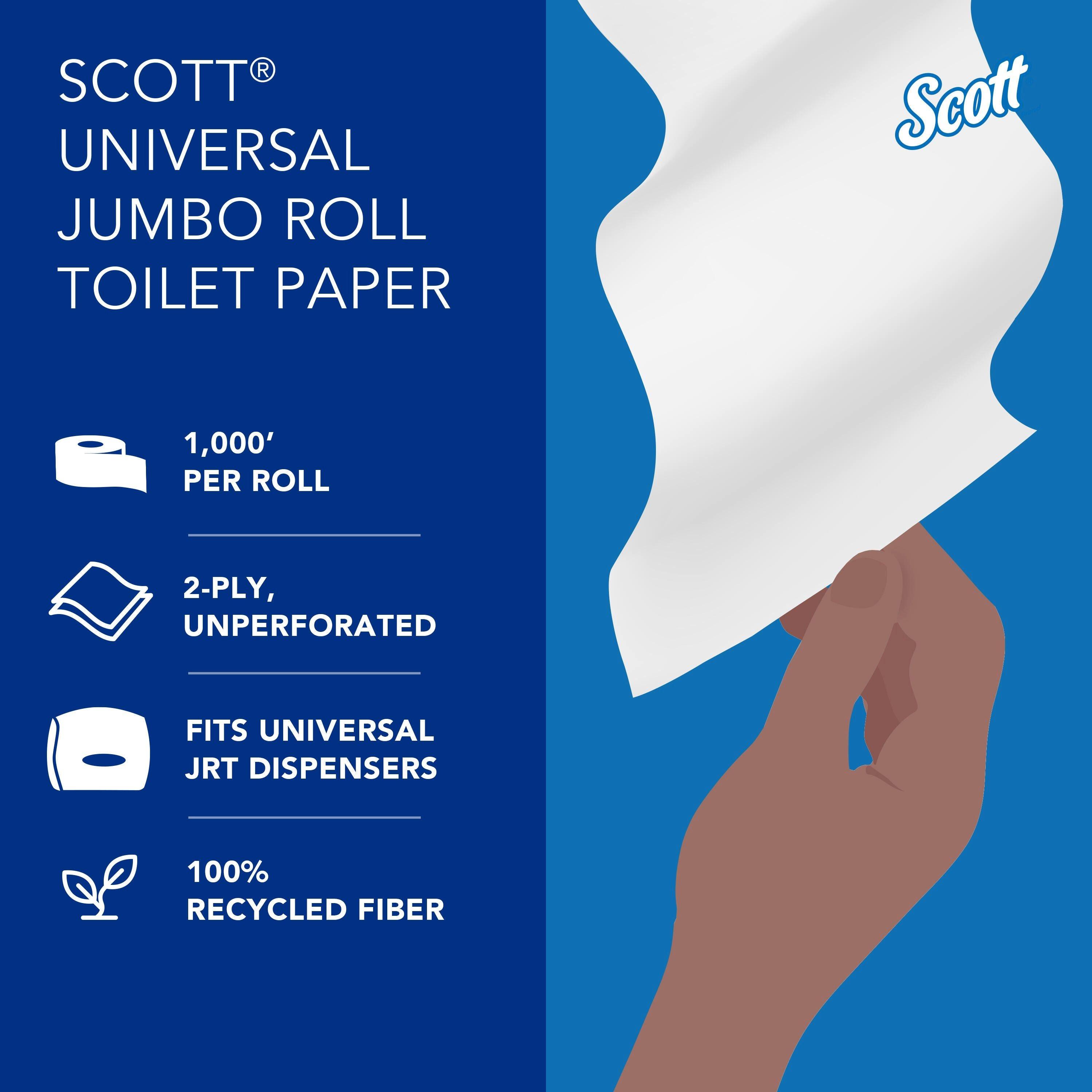 Kimberly-Clark Professional&trade; White 3-27/100 in. Recycled Fiber 2-Ply Essential Jumbo Roll Toilet Tissue in White (Case of 12) 