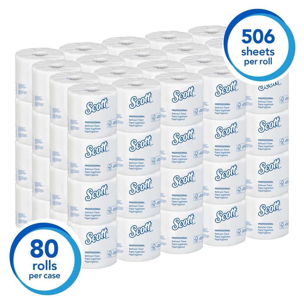 Scott&reg; White 4-1/10 in. Standard Bathroom Tissue Roll in White (Case of 80) 