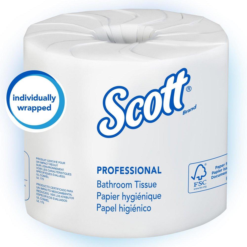 Scott&reg; White 4-1/10 in. Standard Bathroom Tissue Roll in White (Case of 80) 