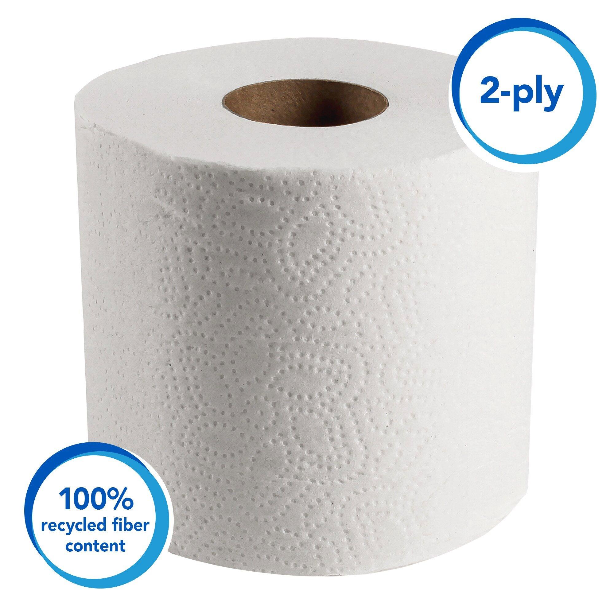 Kimberly-Clark Professional&trade; White 4-1/10 in. Recycled Fiber 2-Ply Essential Standard Roll Toilet Tissue in White (Case of 80) 