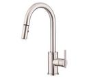 1-Hole Kitchen Faucet with Single Lever Handle in Stainless Steel