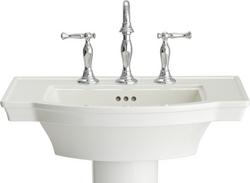 24 in. Rectangular Fireclay Pedestal Bathroom Sink in White