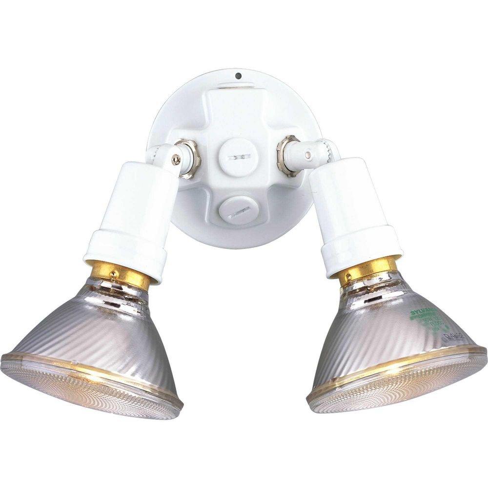 Progress Lighting White 150 W 2 Light Halogen Flood Light 