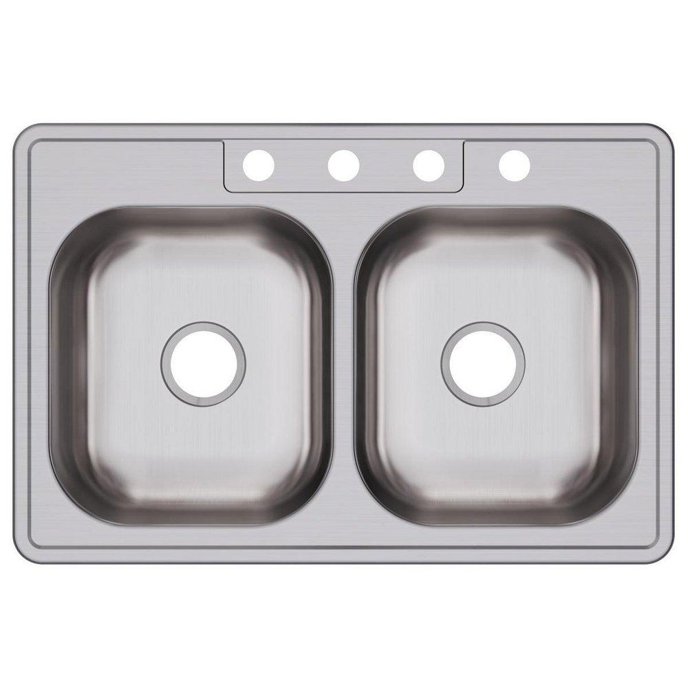 Kingsford Polished Satin 33 x 22 in. Stainless Steel Single Bowl Drop-in Kitchen Sink in Satin 