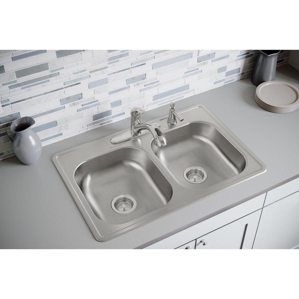 Kingsford Polished Satin 33 x 22 in. Stainless Steel Single Bowl Drop-in Kitchen Sink in Satin 