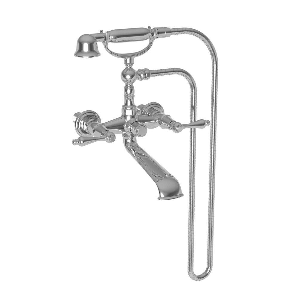 Newport Brass Polished Chrome Wall Mount Tub Filler with Double Lever Handle 