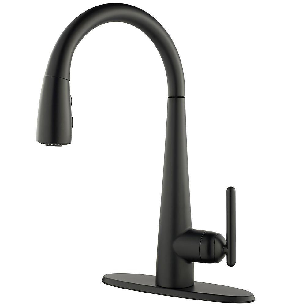 Pfister Matte Black Single Handle Pull Down Kitchen Faucet 