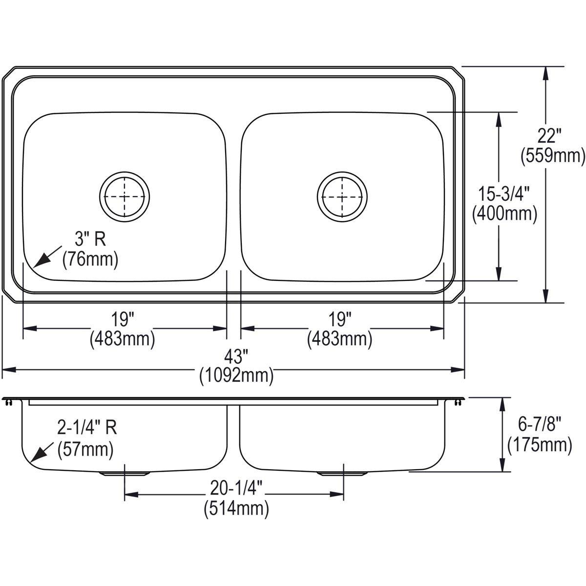 Elkay Brushed Satin 25 x 21-1/4 in. Stainless Steel Single Bowl Drop-in Kitchen Sink in Brushed Satin 