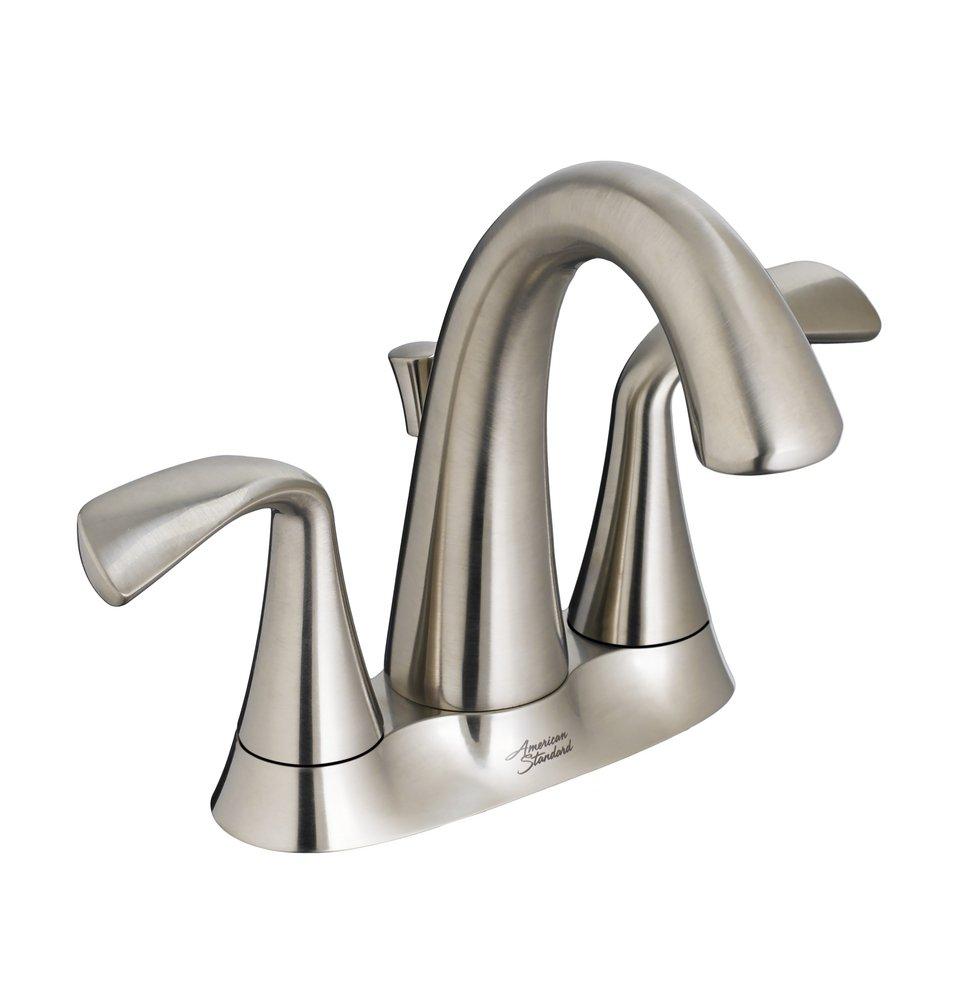 American Standard Brushed Nickel Centerset Bathroom Sink Faucet with Double Lever Handle 
